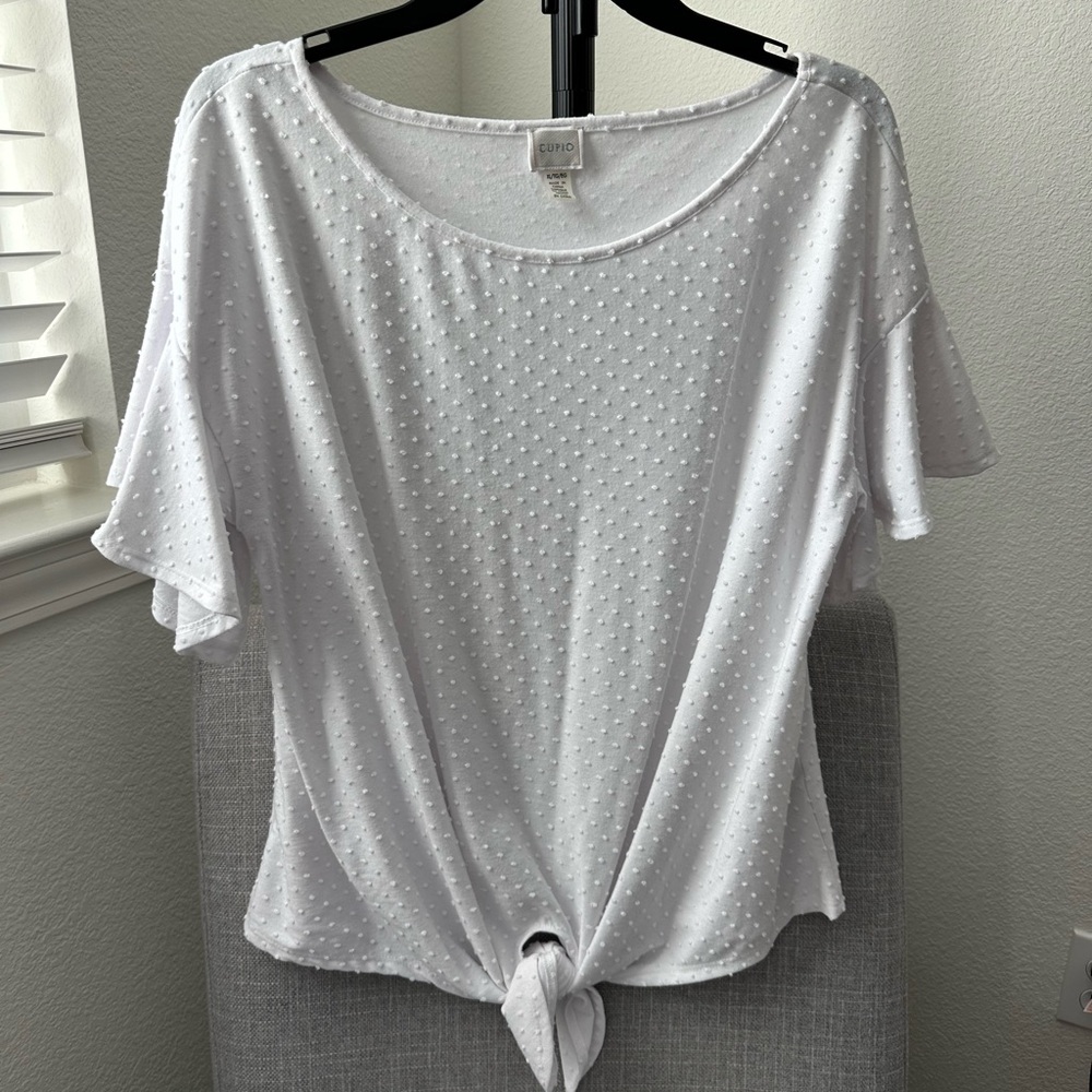 White Textured Women's Top